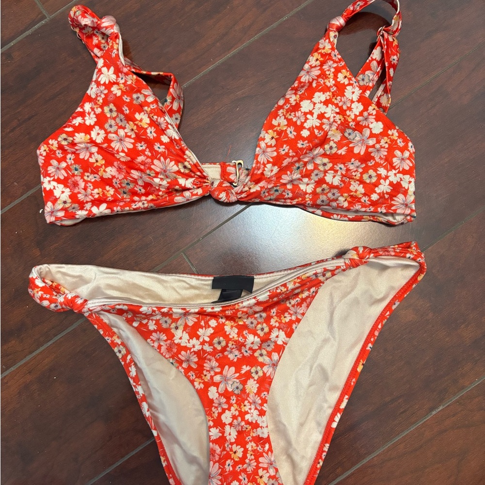 Pac sun Floral Red Bikini Set